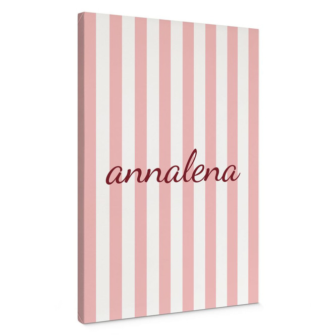 Personalisierbares Leinwandbild Streifen rosa