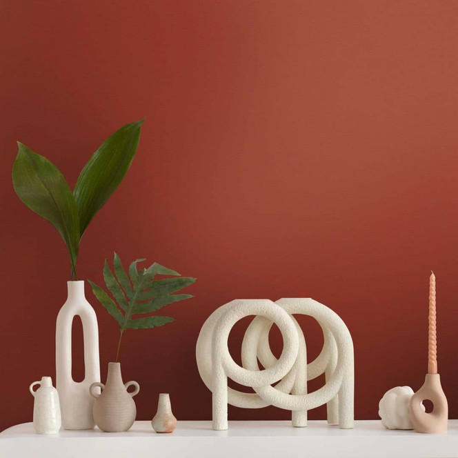 Strukturtapete in Leinenoptik Terrakotta – Moderne Vliestapete warm & ausdrucksstark