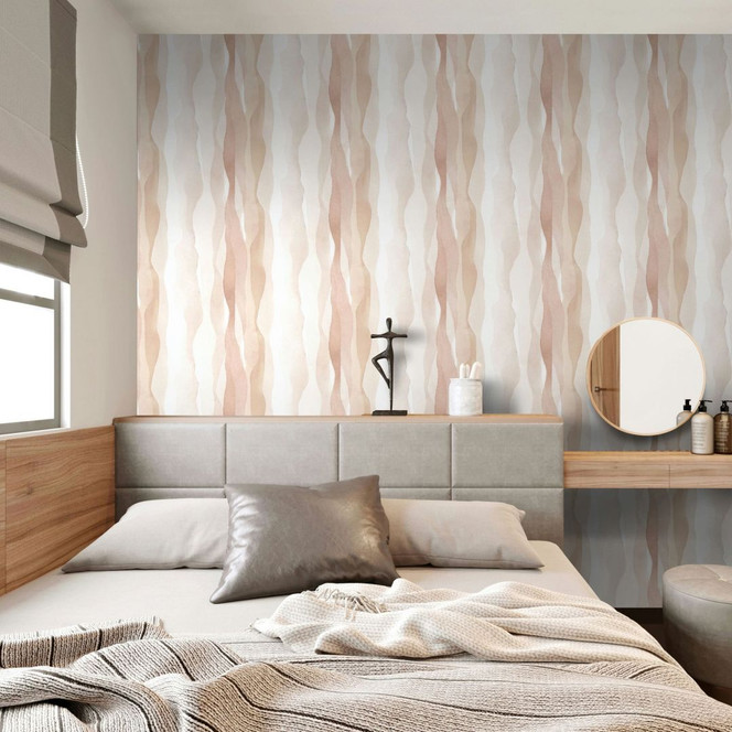 Vliestapete in Beige Abstrakte Streifenoptik Grafisch Modern