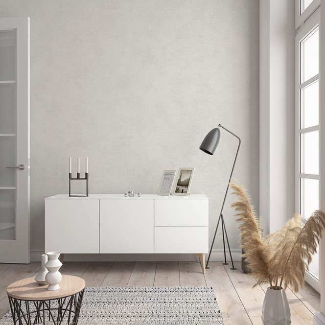 Vliestapete mit moderner einfarbiger Optik und Struktur in beige Uni