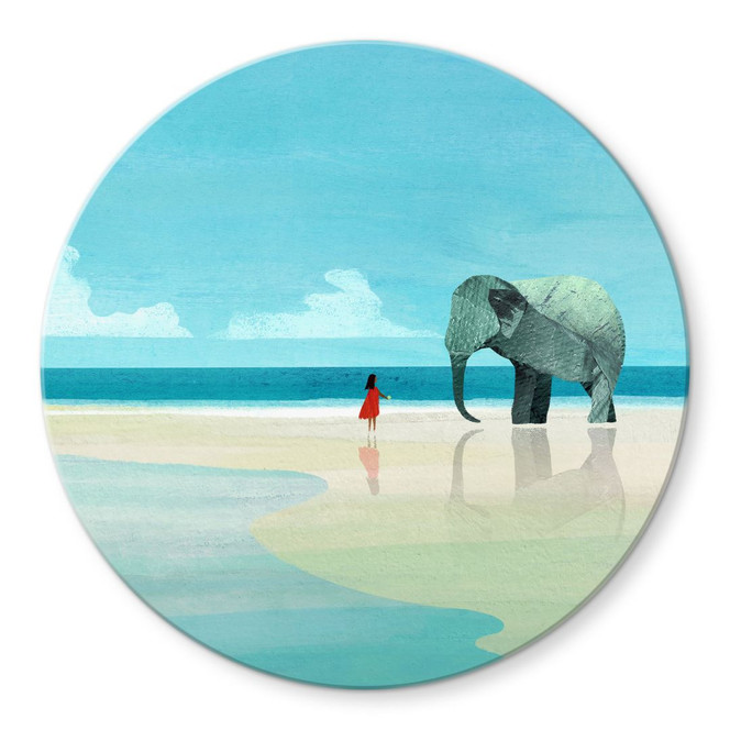Glasbild Elephant Beach in Indien - Rivers - Rund