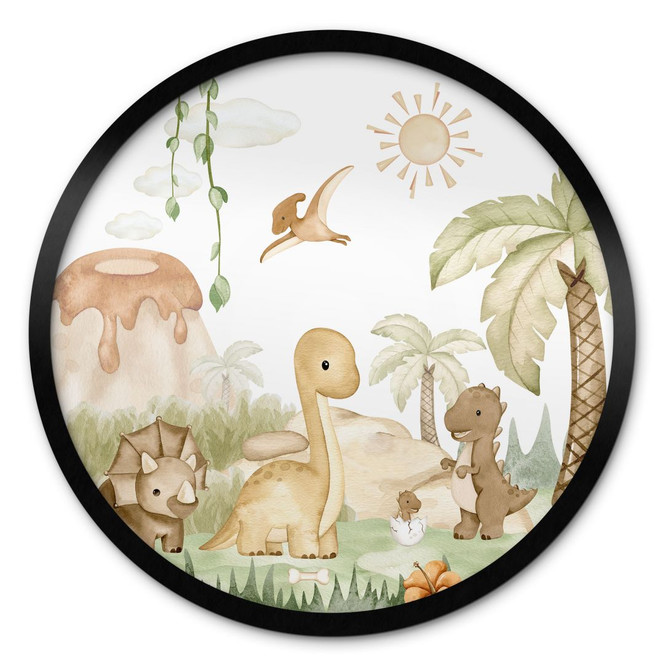 Kinderposter Kleine Dinos auf grosser Entdeckungsreise - Oliver Robins - Rund