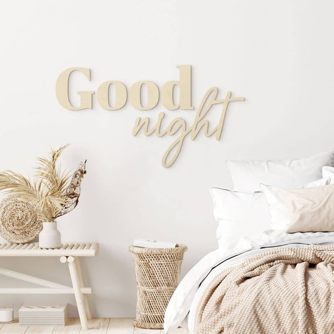 Schlafzimmer Wanddeko - Schriftzug Good Night - Pappel