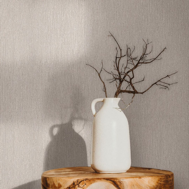 Vliestapete in Textiloptik mit strukturierter Oberfläche grau, braun Uni