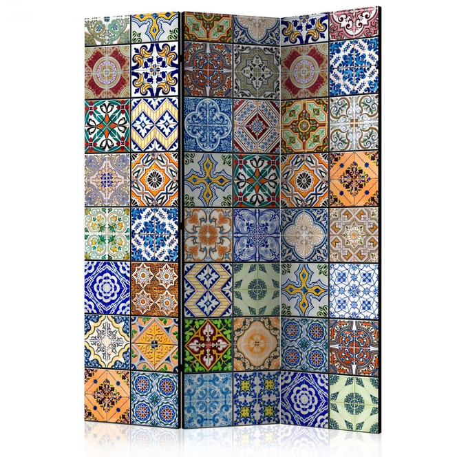 Paravent, Raumteiler freistehend, Trennwand - Farbmosaik, 3-teilig - 135 x 172 cm