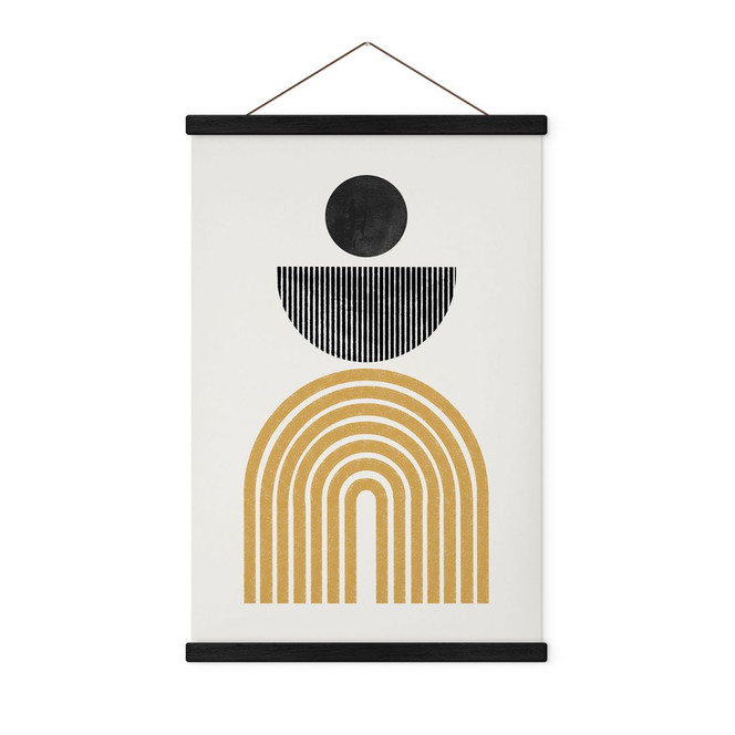 Stoffbild Abstrakte Komposition mit Kreis und Halbbogen - The Miuus Studio