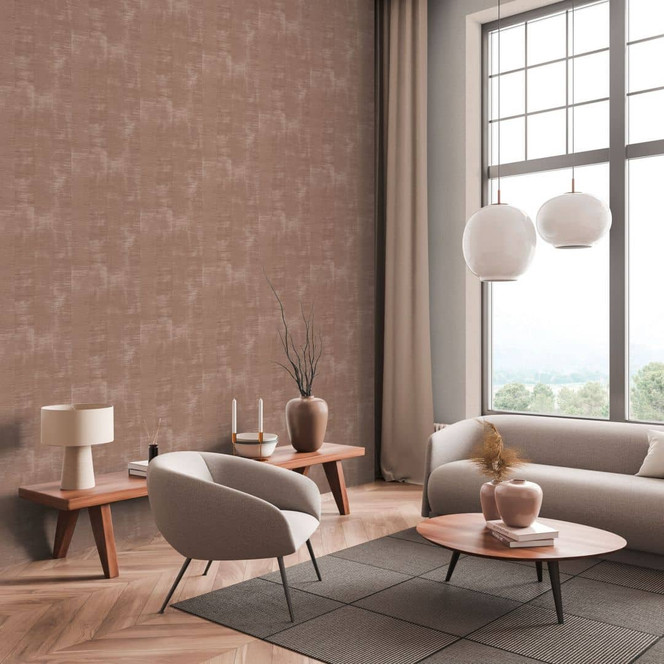 Strukturtapete mit Bast-Optik Braun Beige – Streifenmuster vertikal – Vliestapete