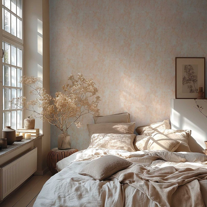 Vliestapete in Putz-Optik Sand Beige – Beton-Look Tapete modern matt