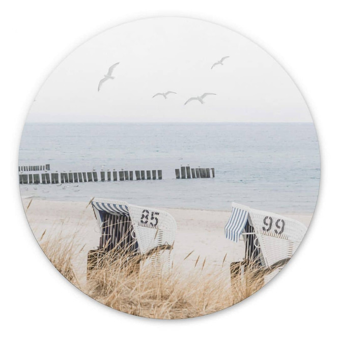 Wandbild Strand mit Meerblick - Alu-Dibond Rund