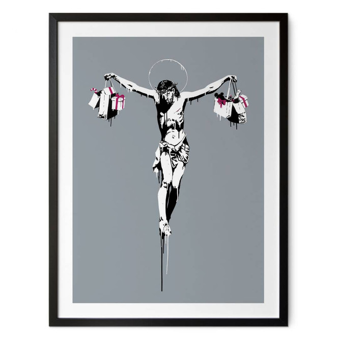 Poster Banksy - Jesus Christus mit Einkaufstüten