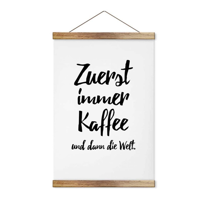 Stoffbild Zuerst immer Kaffee und dann die Welt