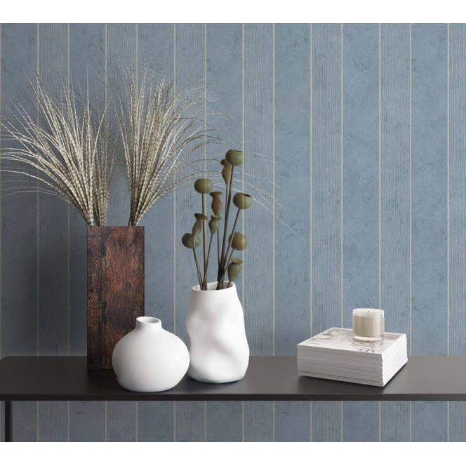 Vliestapete Streifen Modern in Blau , Lounge