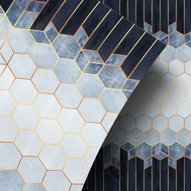 Möbelfolie Fredriksson - Hexagone: Blau und Weiss