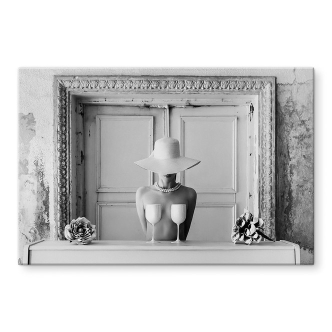 Acrylglasbild Frau mit Champagner Gläsern - Bolgov