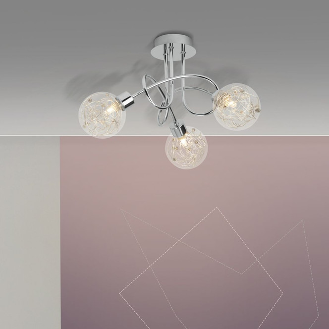 Deckenleuchte Jule, metallic, 20.5 x 43 cm, Glas Deckenlampe, dimmbar