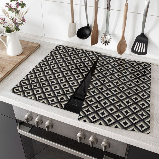 Herdabdeckplatte Schwarz-beige Ornamente - Treechild