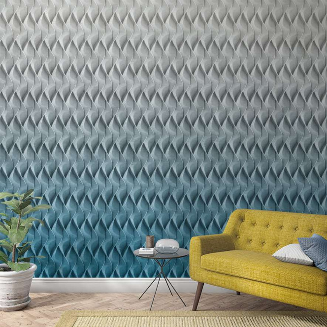 Fototapete mit 3D-Optik Grau, Blau ,Grafisch 2.70 x 1.59 m