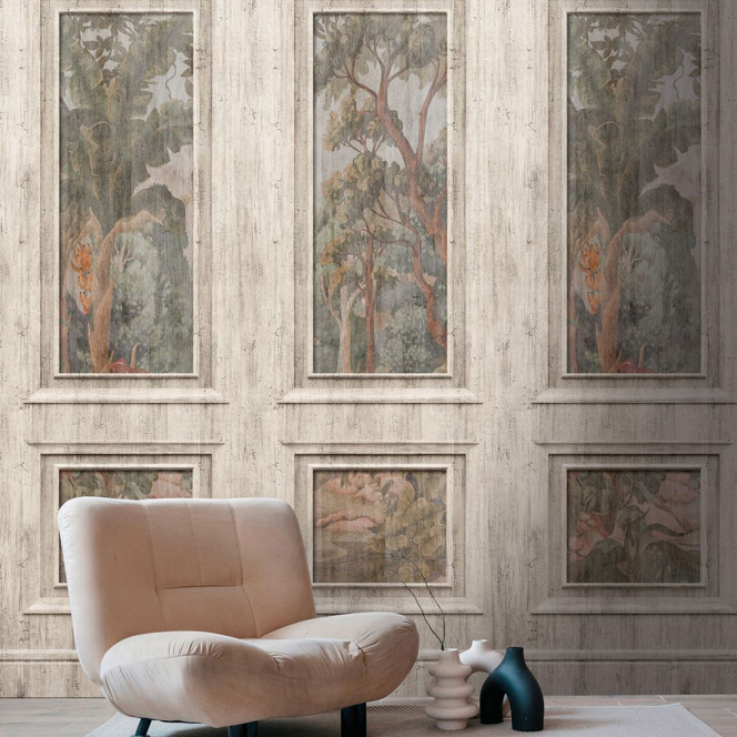 Fototapete Wandpaneel mit Waldbild Antik Beige Braun – Erweiterbares Design