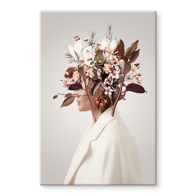 Glasbild Moth - Schönheit mit Blumenhut - Bild - 1