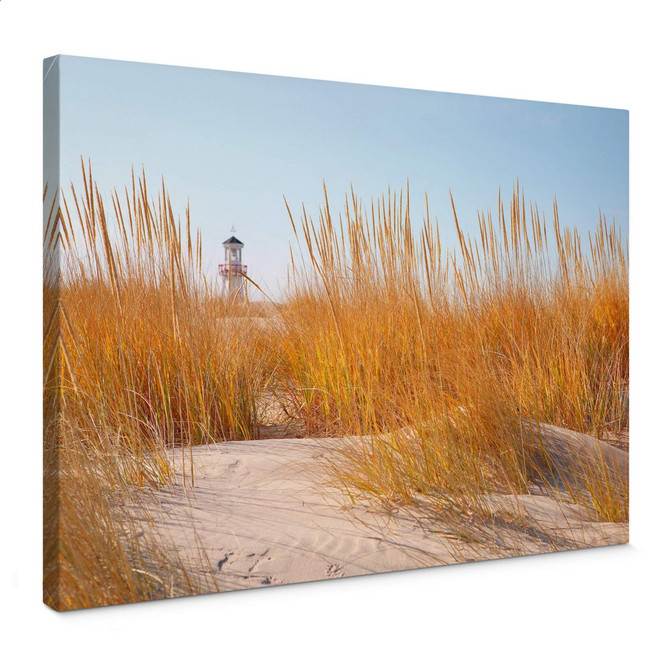 Leinwandbild Leuchtturm im Strandfeld