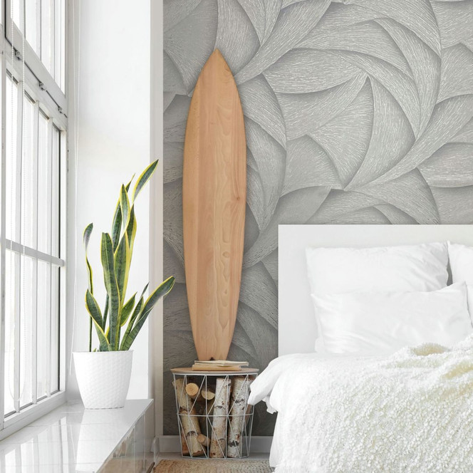 Vliestapete in Grau 3D-Optik Wellen Grafisch Modern