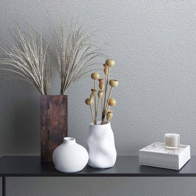 Vliestapete mit starker Struktur grau Uni