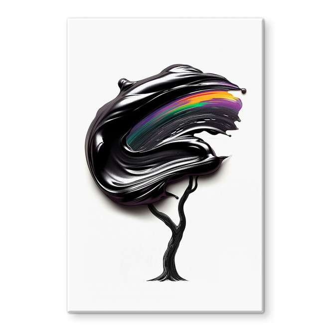 Glasbild Baum mit schwarzer 3D-Krone - Mielu