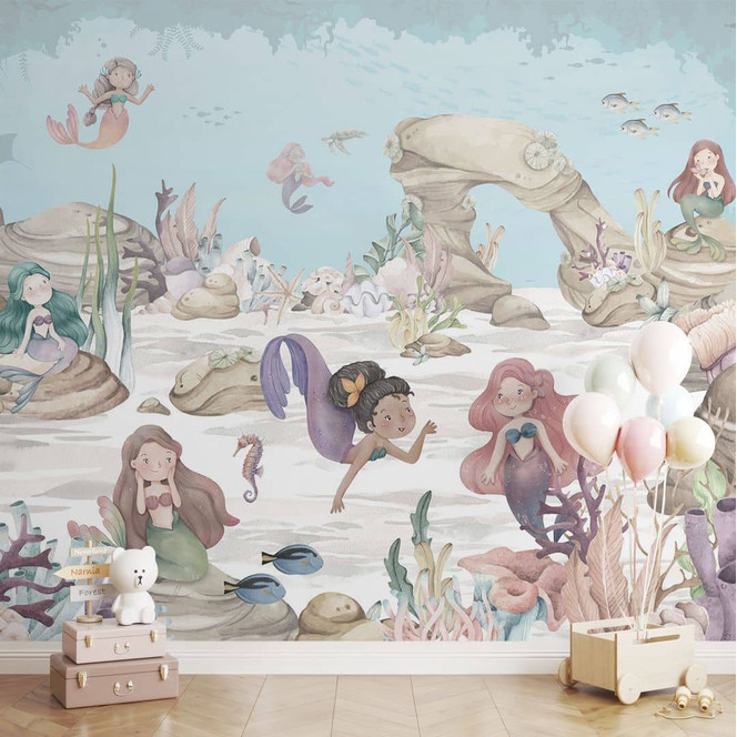 Kinderzimmer Fototapete Magisches Unterwasserreich der Meerjungfrauen - Oliver Robins