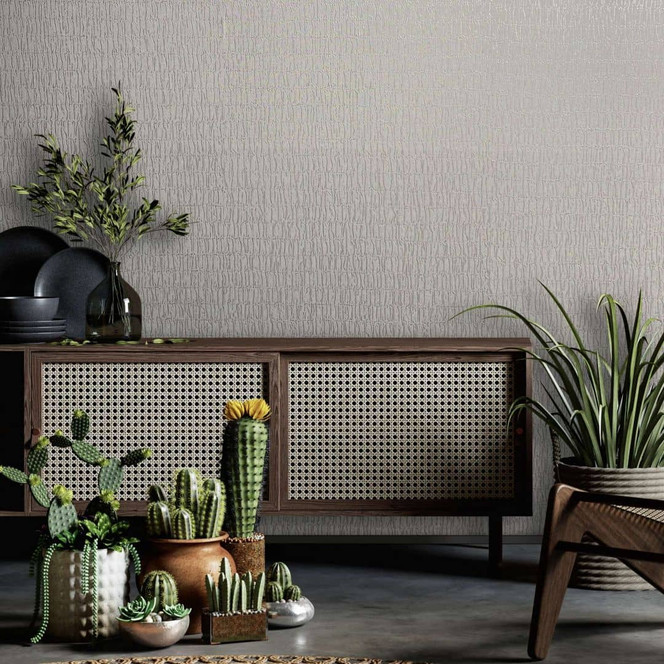 Vliestapete mit textilem Uni grau Struktur