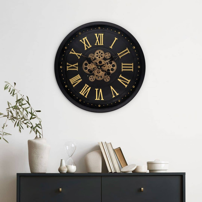 XL Steampunk Wanduhr im mit rotierende Zahnrädern und römischen Ziffern | Ø46 cm - Bild - 1