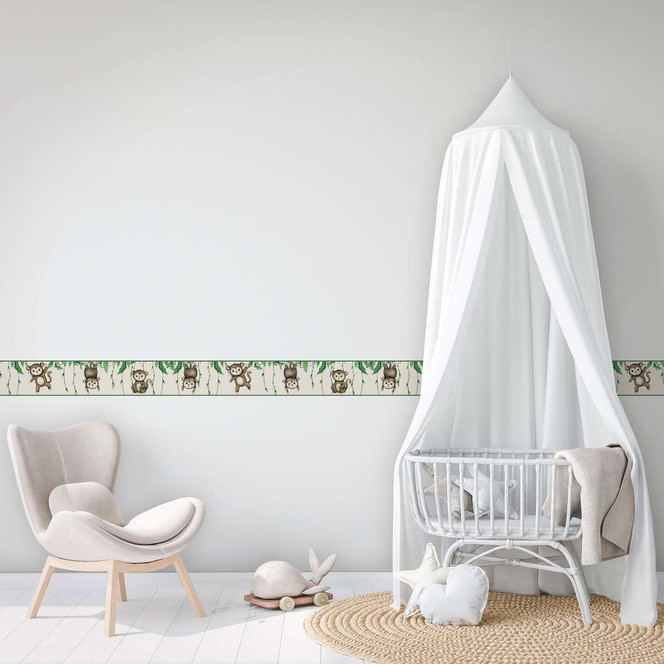 Bordüre, Vliesbordüre Kids Walls weiss, grün, braun