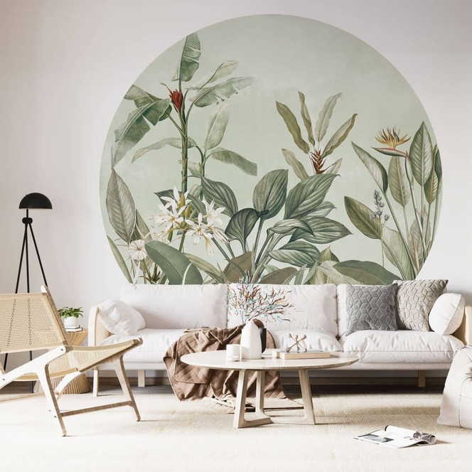 Fototapete Tropische Botanik - UN Designs - Rund - Selbstklebend/Vlies