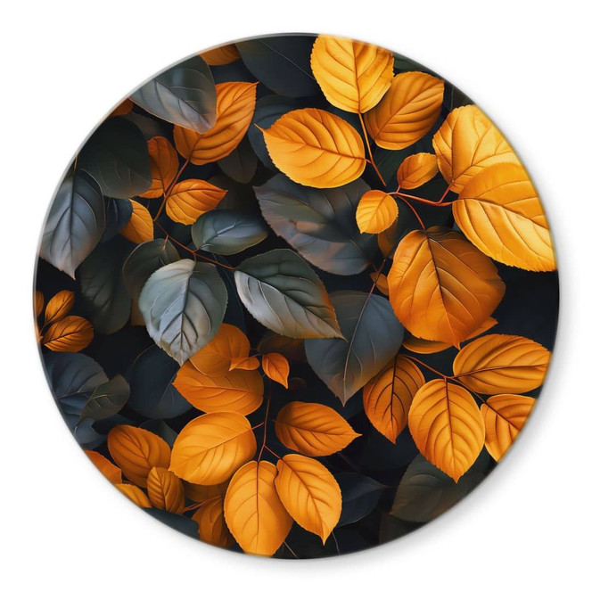 Glasbild Leuchtende Blätterpracht im Herbst - Jaszke - Rund