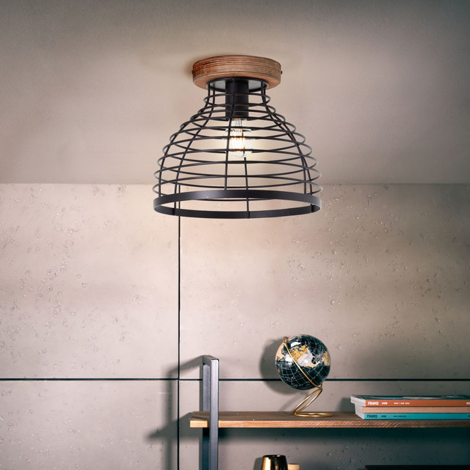 Deckenleuchte Annelie, braun, 25 x 30 cm, Holz Innenleuchte