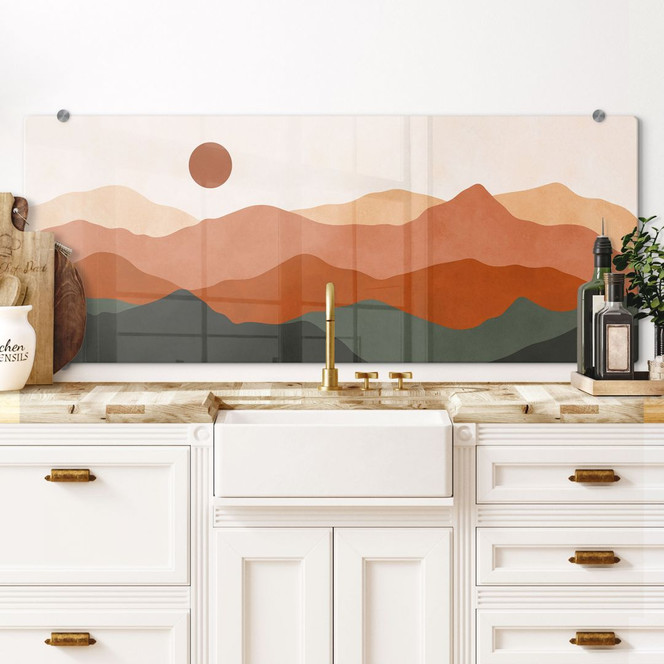 Spritzschutz Sanfte Hügel in der Abendsonne - Costa - Panorama