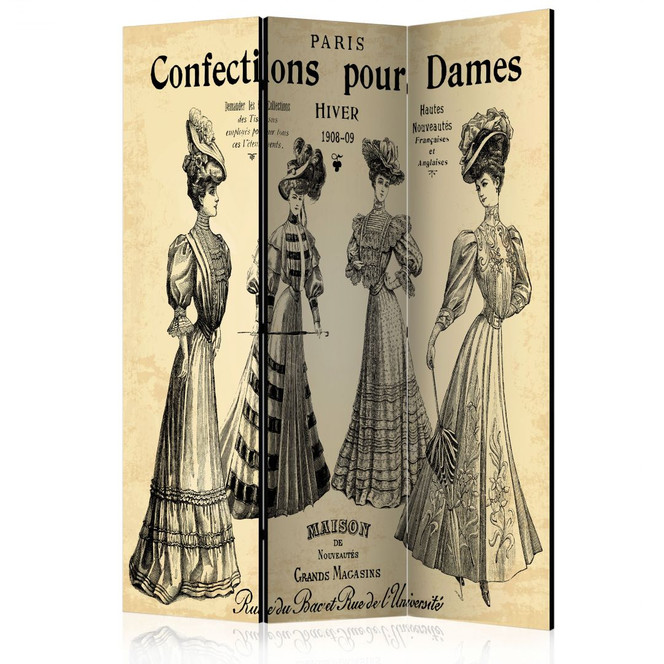 Paravent, Raumteiler freistehend, Trennwand - Damenkonfektion "Paris Confections pour Dames"