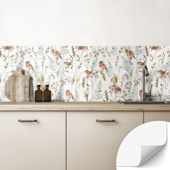 Selbstklebende Küchenrückwand Spatzen und Rotkehlchen - UN Designs