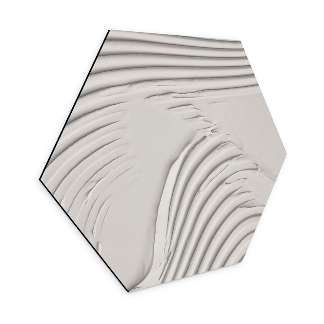 Hexagon Wandbild Sanfte Strukturen in Beige - Pictufy Studio - Alu-Dibond