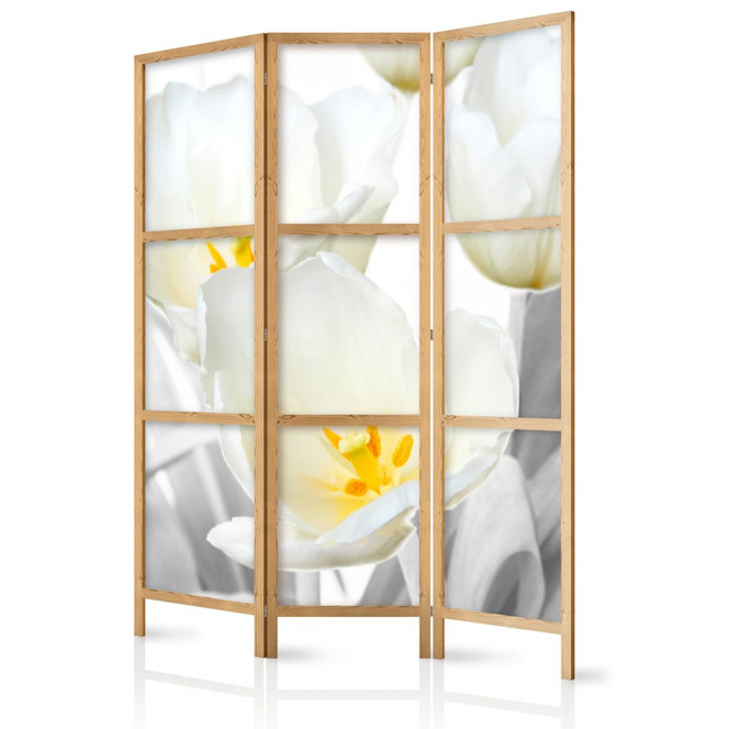 Japanischer Paravent, Raumteiler freistehend, Trennwand - Glänzende Tulpen