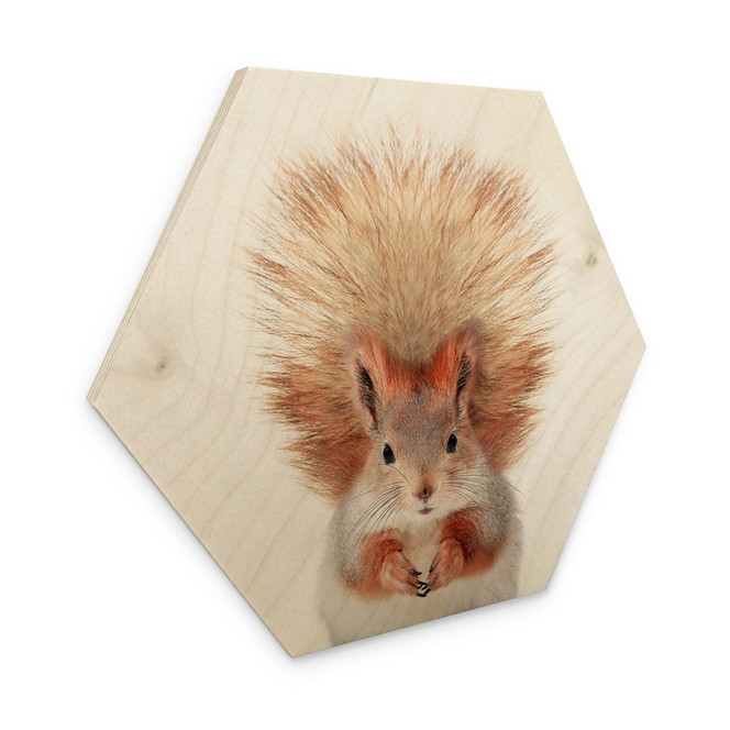 Hexagon-Holzbild Kleines Eichhörnchen - Sisi & Seb