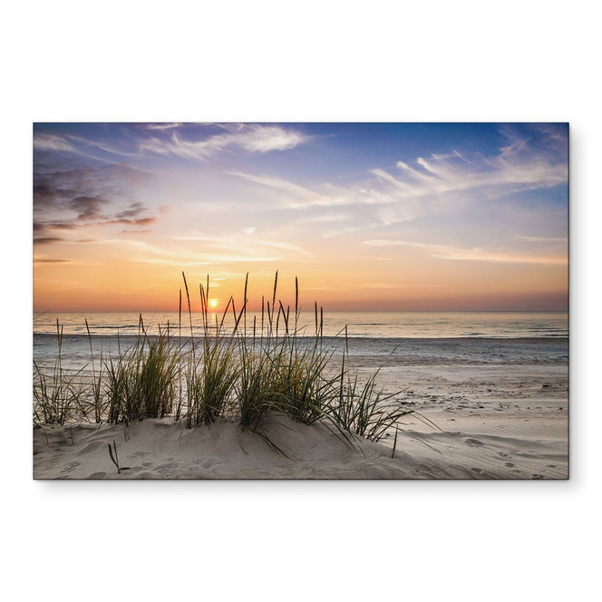 Wandbild Düne am Strand bei Sonnenuntergang - Alu-Dibond