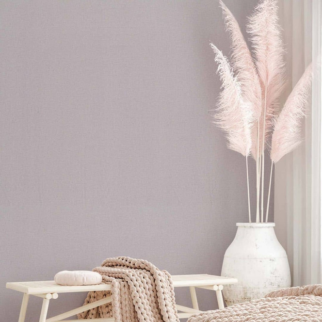 Vliestapete Strukturiert Uni Modern in Rosa-Braun