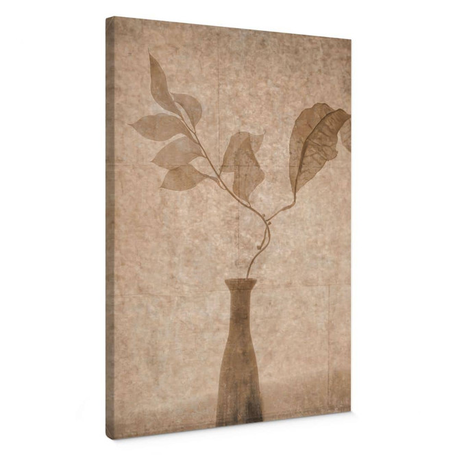 Leinwandbild Stillleben mit herbstlichen Blättern in Beige | Mocha Mousse - Tokarev