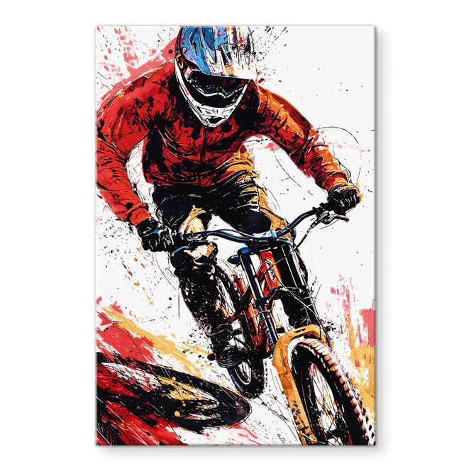 Acrylglasbild Dynamischer Mountainbiker - Jaszke