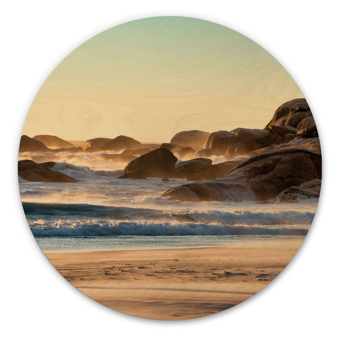 Holzbild Strandküste bei Sonnenaufgang in Afrika - Hugonnard - Rund