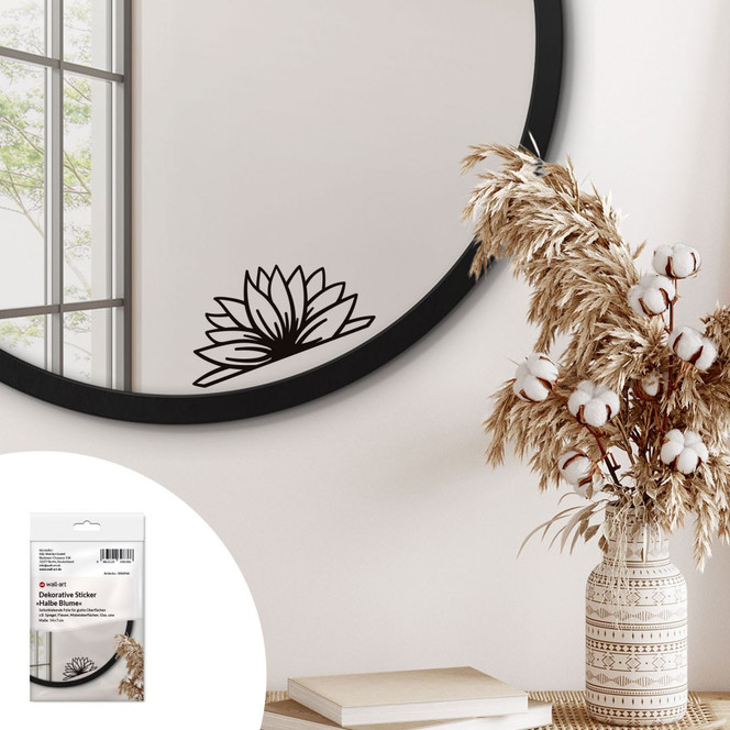Spiegelsticker, Dekorativer Sticker Halbe Blume
