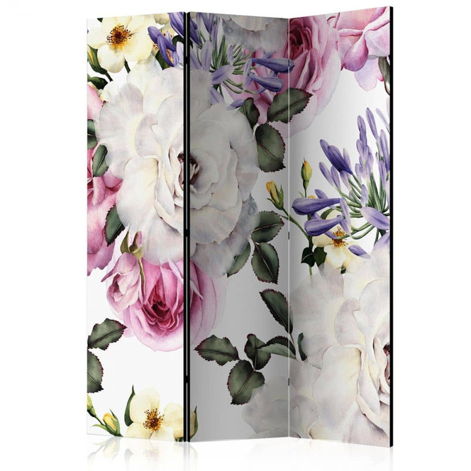 Paravent, Raumteiler freistehend, Trennwand - Blumenwiese