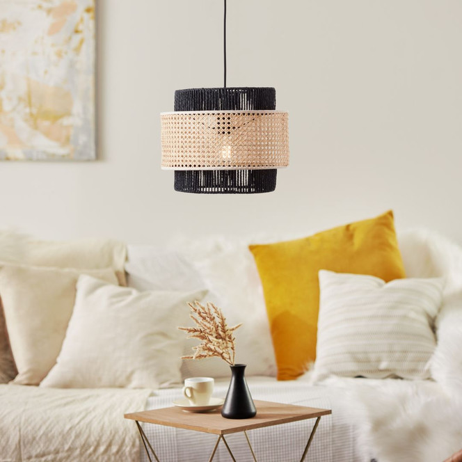 Pendelleuchte Anastasia, braun, 134.5 x 36 cm, Rattan Pendellampe