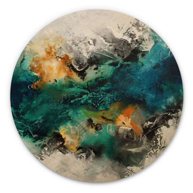 Holzbild Farbnebel abstrakt - Fedrau - Rund