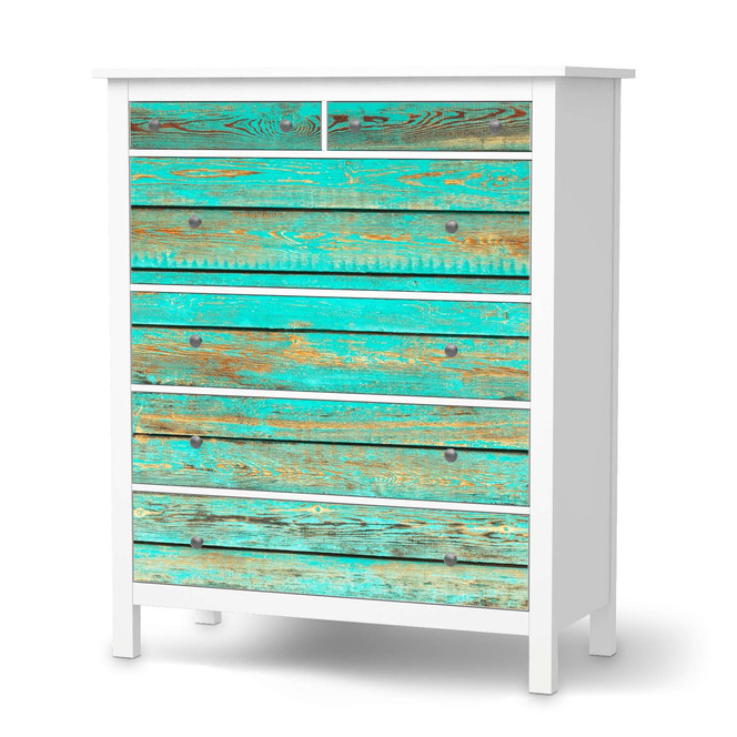 Klebefolie IKEA Hemnes Kommode 6 Schubladen - Wooden Aqua- Bild 1